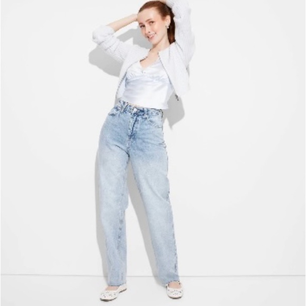 Wild Fable High Rise Curvy Straight Jeans Size 8 NWT 32" Inseam Blue Denim